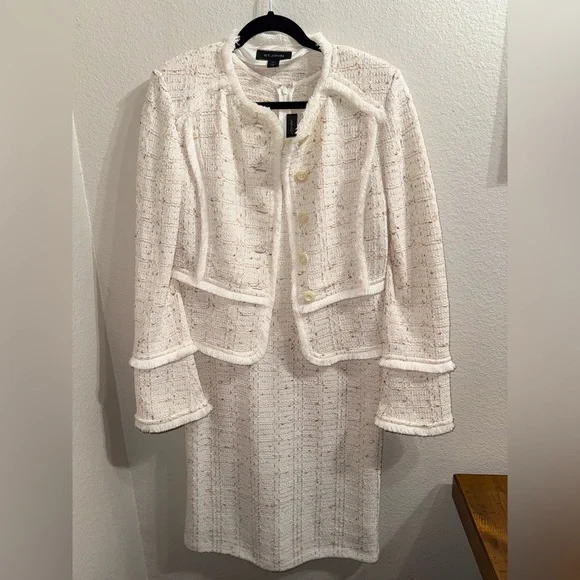 St. John | Dresses | St John Cream Tweed Dress And Jacket Set | Poshmark